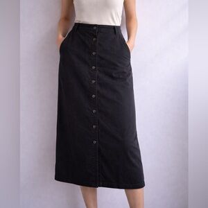 Ralph Lauren Black Button-Down Denim Skirt